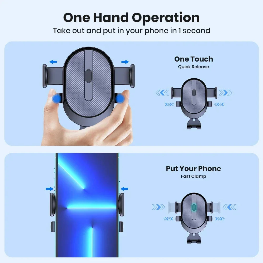 Mobile phone holder for car, air outlet, gravity sensor, riangle gravity, matte simplicity, solid, metal material