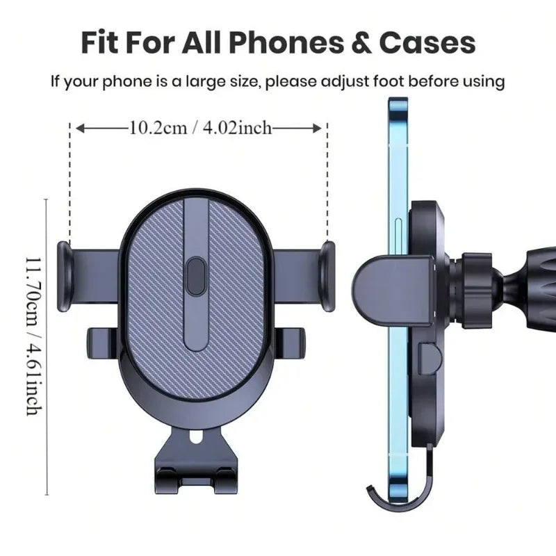 Mobile phone holder for car, air outlet, gravity sensor, riangle gravity, matte simplicity, solid, metal material