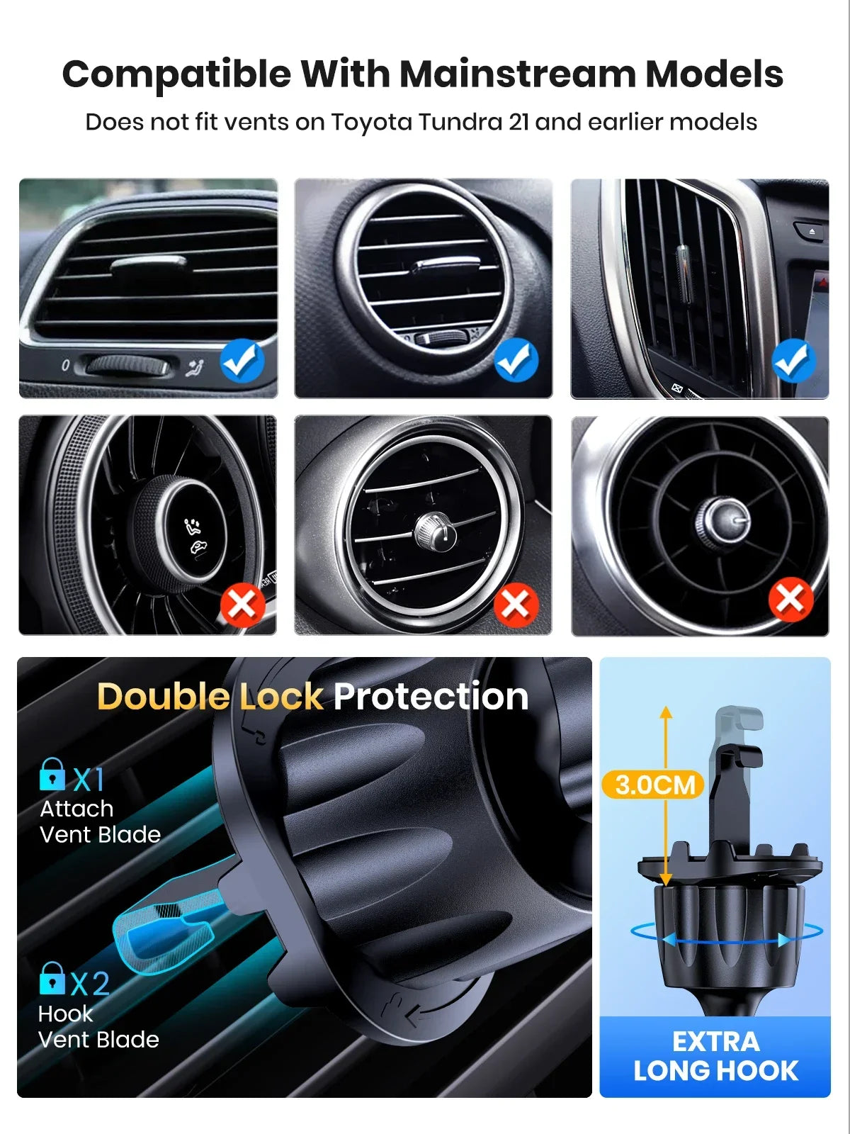 Mobile phone holder for car, air outlet, gravity sensor, riangle gravity, matte simplicity, solid, metal material