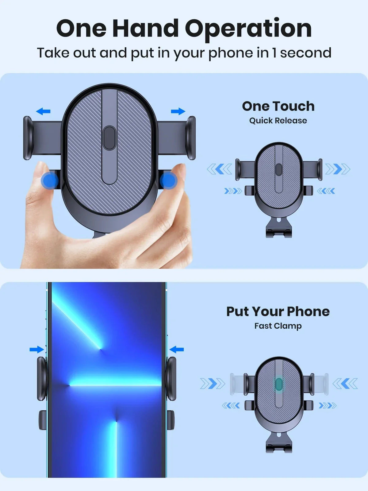 Mobile phone holder for car, air outlet, gravity sensor, riangle gravity, matte simplicity, solid, metal material
