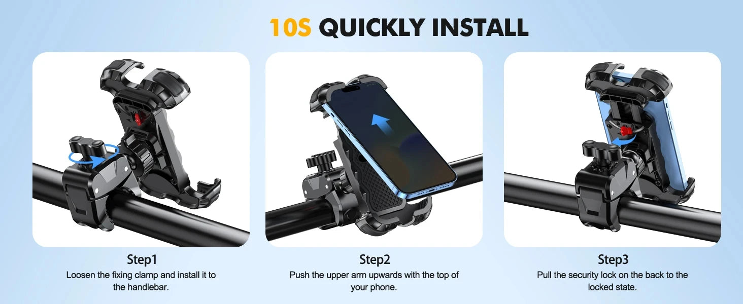 Motorcycle, mountain bike, road bike, stable and adjustable 360° rotatable universal mobile phone standSoporte para Celular
