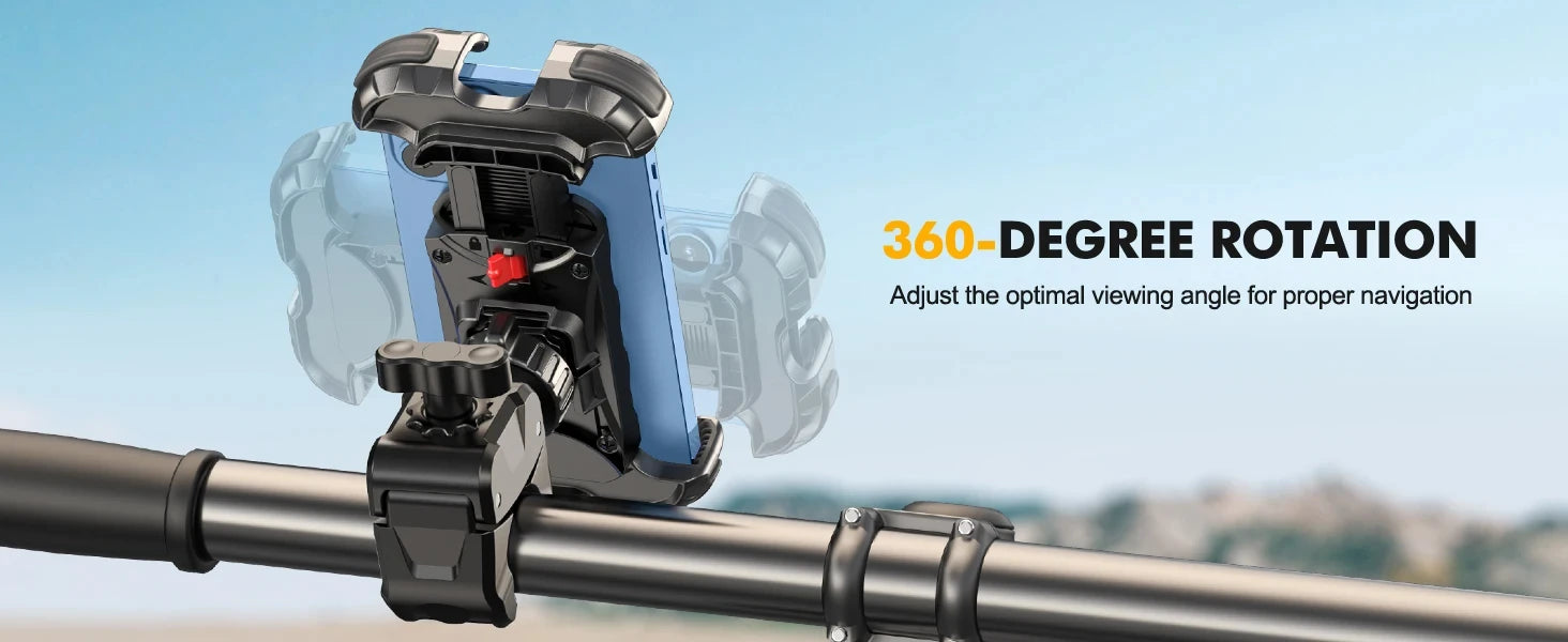 Motorcycle, mountain bike, road bike, stable and adjustable 360° rotatable universal mobile phone standSoporte para Celular