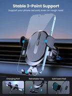 Mobile phone holder for car, air outlet, gravity sensor, riangle gravity, matte simplicity, solid, metal material