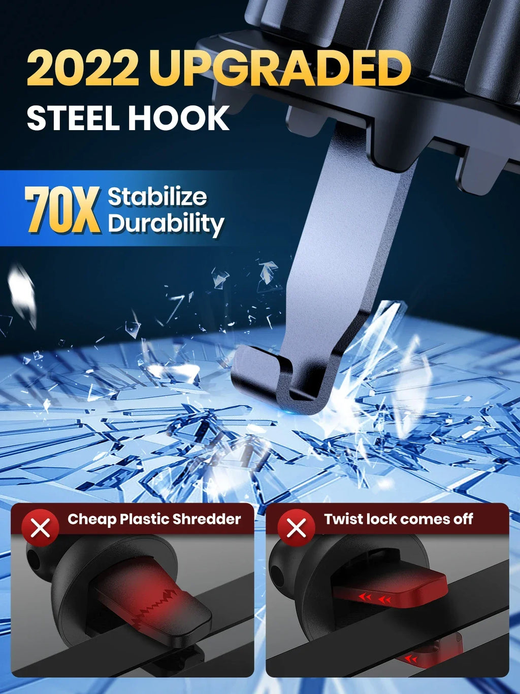 Mobile phone holder for car, air outlet, gravity sensor, riangle gravity, matte simplicity, solid, metal material