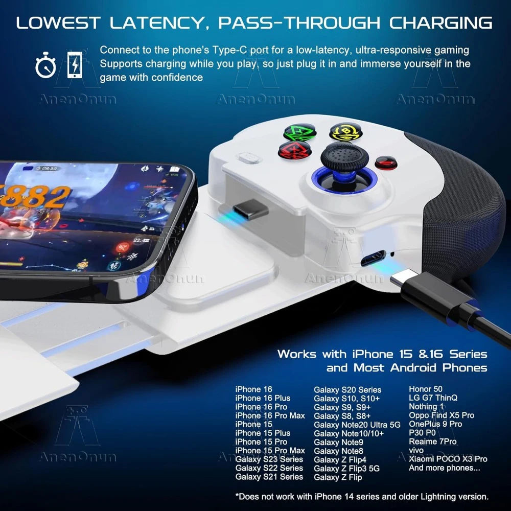 Mobile Gaming Controller Mobile Phone Wireless Gamepad Android/iOS Dual Vibration Motors Hall Effect Joystick Joypad Accessories