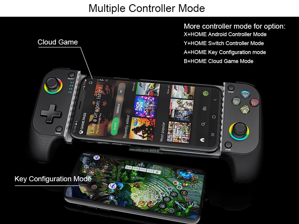 Mobile Game Controller for iPhone and Android with RGB Light,Support Play PS Remote Play, Xbox Cloud and More