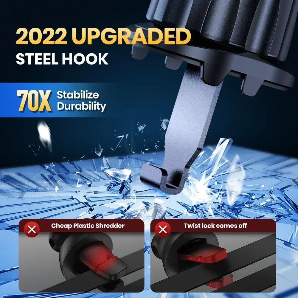 Mobile phone holder for car, air outlet, gravity sensor, riangle gravity, matte simplicity, solid, metal material